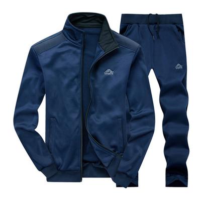 2 unidades / conjunto masculino outono inverno bolsos roupa esportiva gola manga comprida com zíper jaqueta carcela cintura elástica cordão conjunto de calças de perna reta