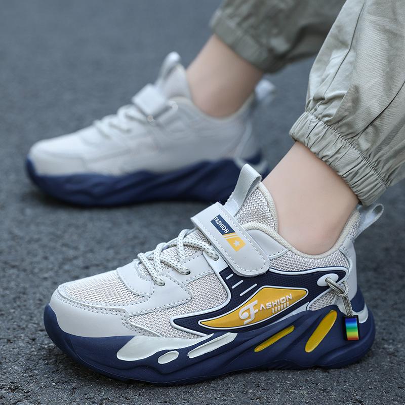 Middle and Older Children's Shoes Boys 2025 Autumn and Winter Mesh Breathable Non-slip Thick-soled Primary School Students Casual Running Sports Shoes