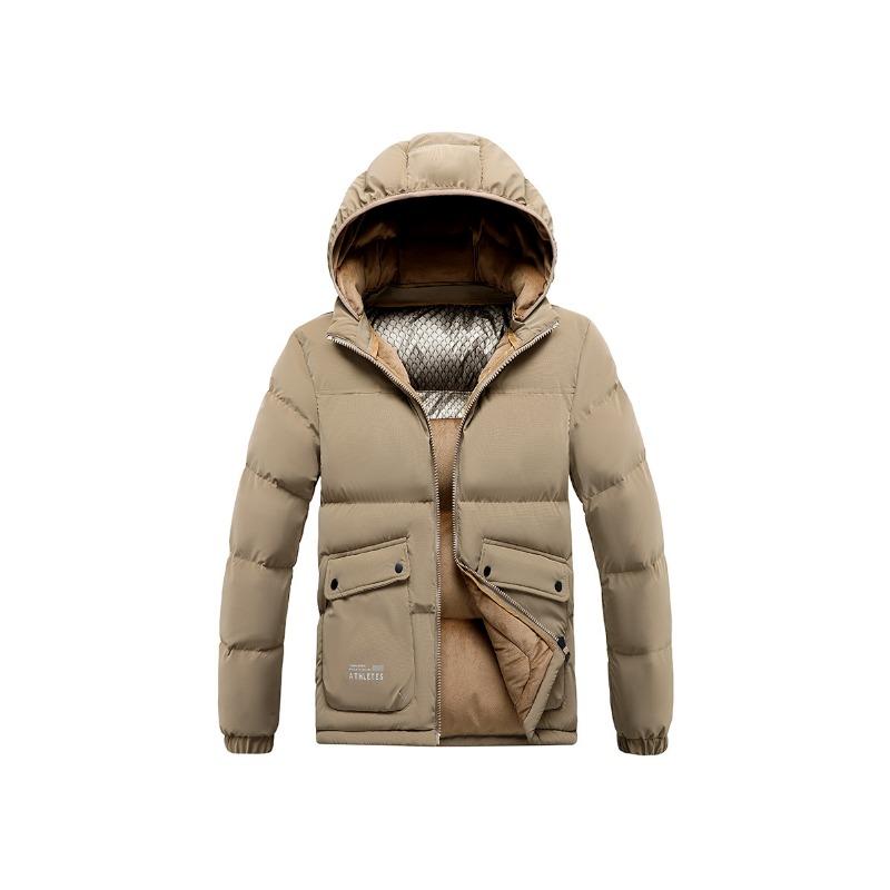Lightweight Cotton Coat Men's Winter Solid Color Graphene Slim Fit Removable Hat Thickened Hooded Jacket Men