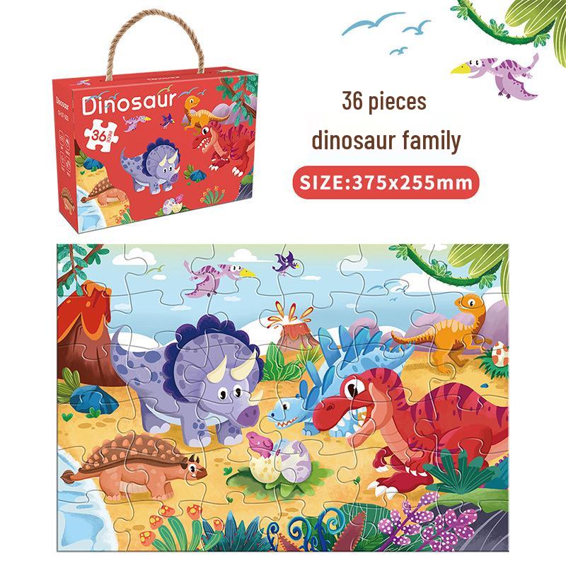 Educational Dinosaur Cartoon Jigsaw Puzzle for Kids Ages 3-6 - Boxed Flat Toy