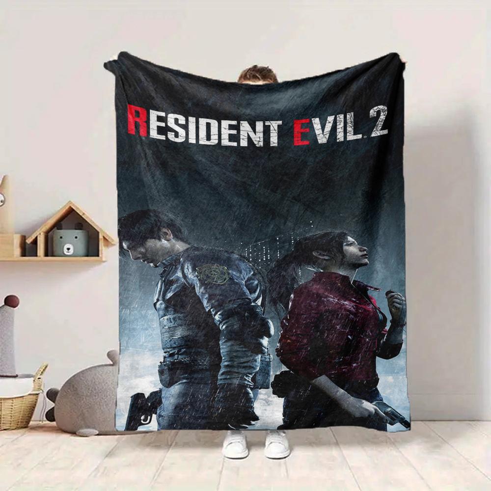 1Pc Resident Evil Remake Poster Flannel Blanket, Soft And Comfortable, Casual Warm, Camping Travel, Christmas, Halloween Xmas Gift L1466
