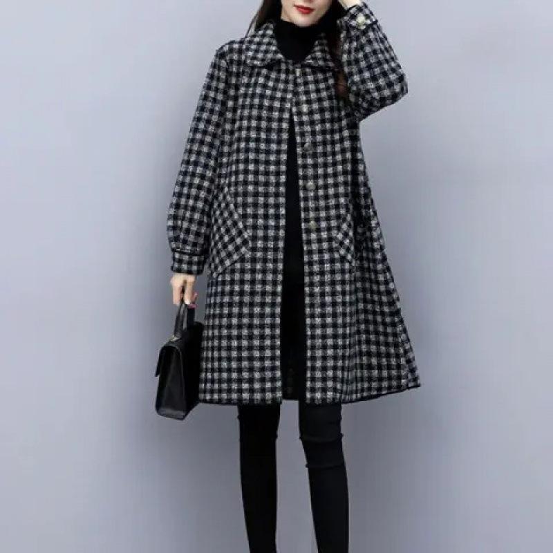 Herbst und Winter Neueste Fett Extra-große Jacke Weiblich Koreanische Version von Bequemer Passform und Schlank Langmantel Zum Tragen