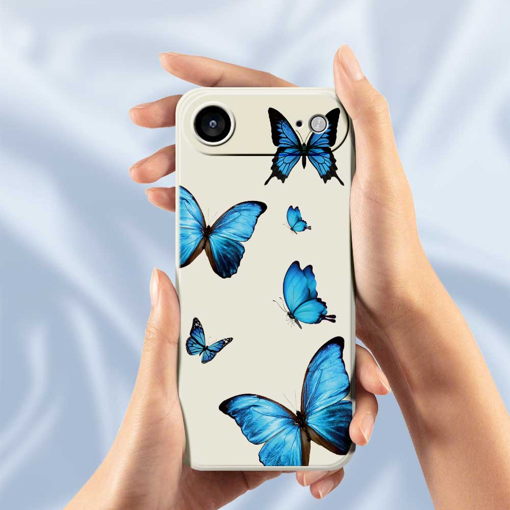 For iPhone 17 Air Case Blue Butterflies Pattern Printing Straight Edge TPU Phone Back Cover
