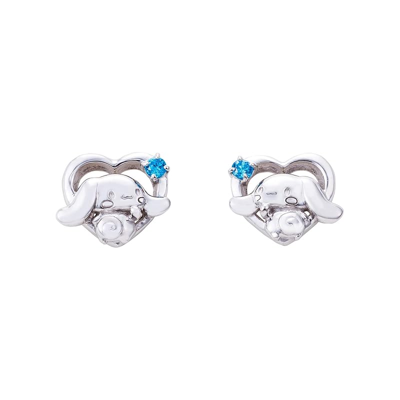 

[ white clover ] Cinnamoroll Cinnamoroll earrings for both ears set of 2 sanrio characters cinnamon Tail open heart blue stone silver 925 cubic