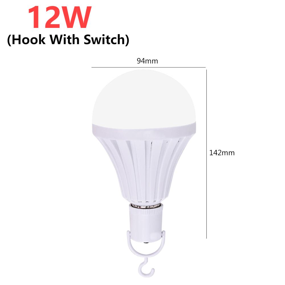 Outdoor Camping Emergency Bulb Rechargeable LED Light Bulb E27 5W 7W 9W 12W Emergency Bulb for Home Power Failure Porch Garden