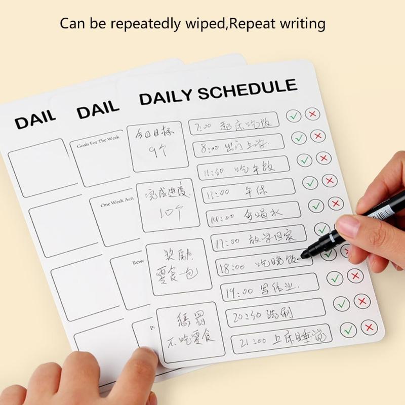 Portable Chores Chart for Kids with Double Sided Chore Cards and Marker Wood Chores Chart Children Daily Checklist Board