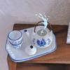 1Set Dollhouse Miniature Simulation Ceramic Tea Set Combination Teapot Tea Cup Tea Tray Model Decor Toy Doll House Accessories