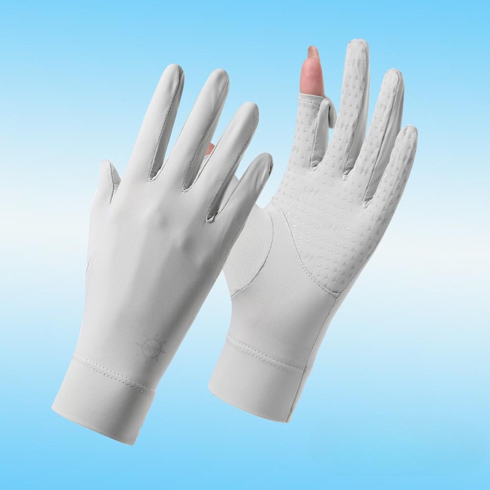 Summer Sun Protection Gloves for Women's Ice Silk Anti Ultraviolet Outdoor Thin Cycling Driving Anti Slip Short Touch Screen Gloves