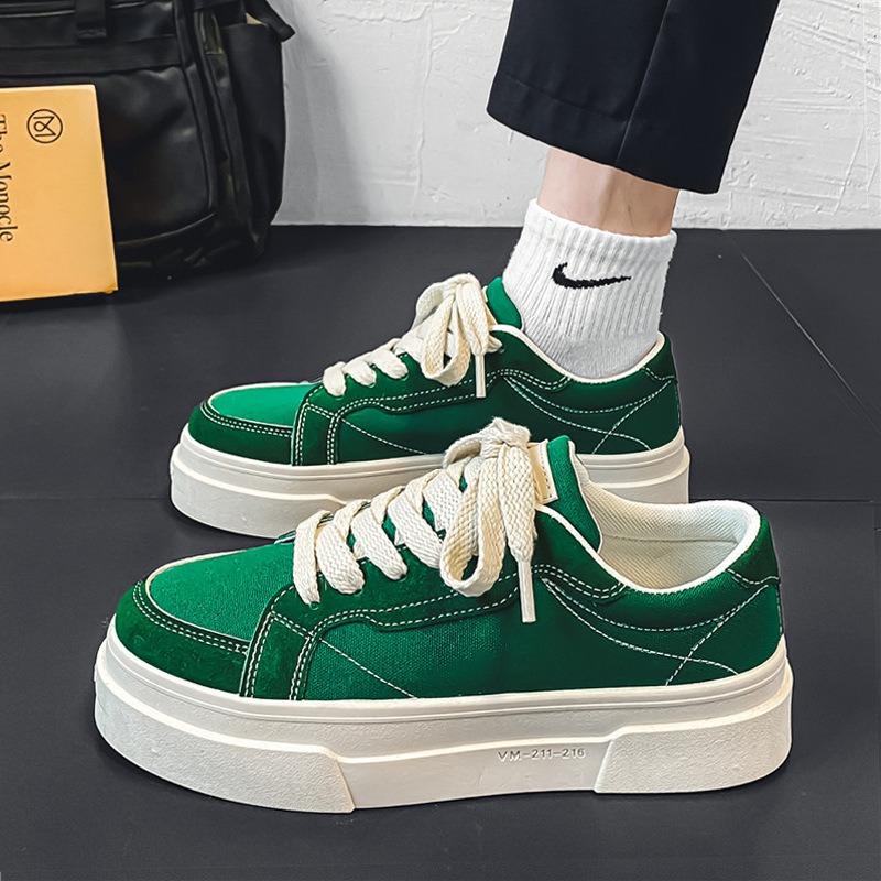 Canvas men's shoes spring and autumn 2 new summer breathable trend versatile sports casual black thick baseplate shoes