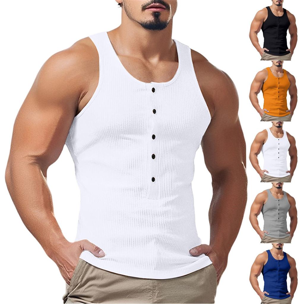 Strato Base Uomo Aderente Casual Semi-aperto Senza Maniche, Gilet Esterno per Fitness e Sport