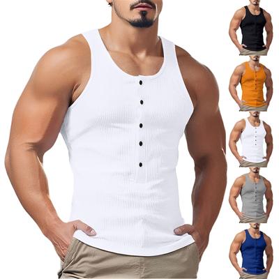 Strat de bază fără mâneci casual semi-deschis pentru bărbați, cu croială slim, vestă de exterior pentru fitness și sport