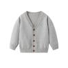 Spring & Autumn Kids' V-neck Knit Cardigan - Boys & Girls School Style Cotton Outerwear