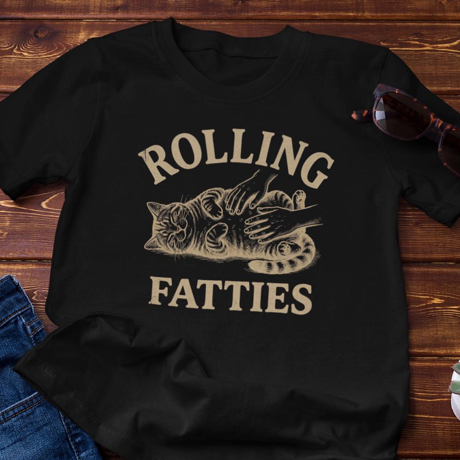 Funny Shirt - Fat Cat - Rolling Fatties| IYKYK Chubby Cat Illustration 2XL