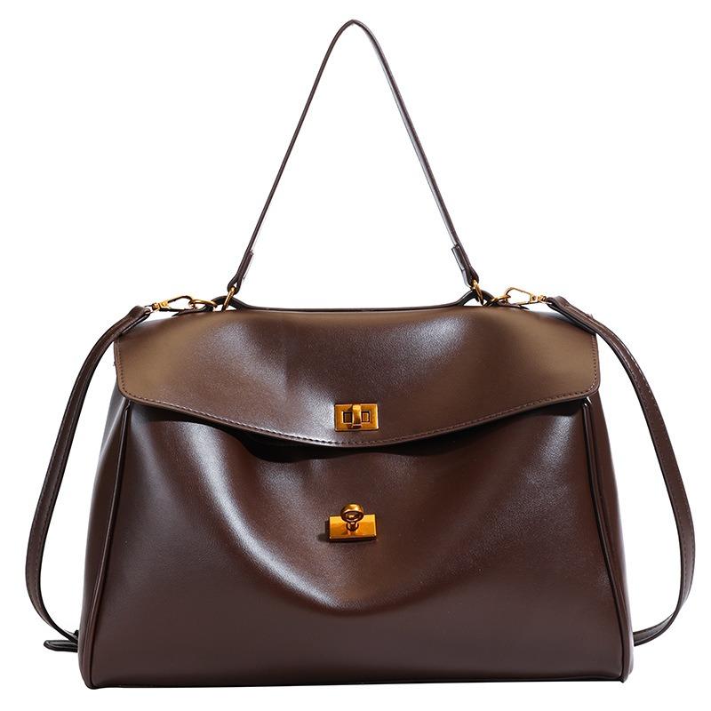 

Сумка-тоут премиальной текстуры с мягкой поверхностью, женская простая, большой вместимости, темпераментная, на плечо, подмышку, сумка-мессенджер для通勤 кофейный