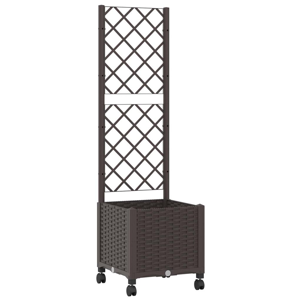 Planter with Trellis and Wheels Brown 40 X 40 X 146 Cm PP