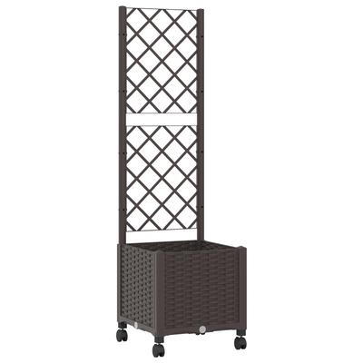 Planter with Trellis and Wheels Brown 40 X 40 X 146 Cm PP