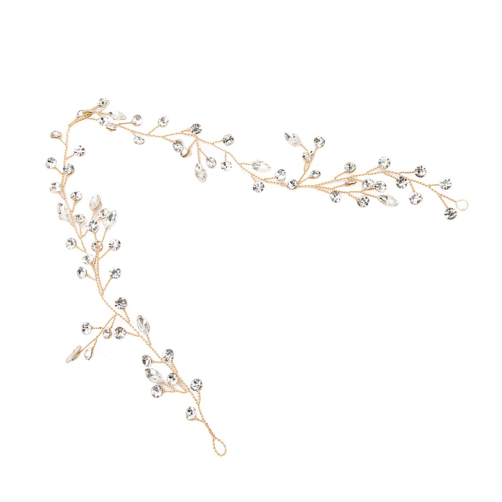 Bride Wedding Rhinestone Hair Vine Classic Simple Bridal Hair Piece Hair Accessories for Women and Girls Gold