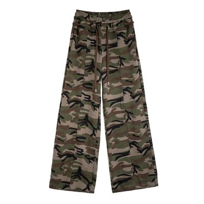 Pantaloni Larghi Mimetici da Donna per Primavera e Autunno Nuovi High Street Larghi Vita Alta Versione Stretta Larghi Casual Slim a Zampa Lunga
