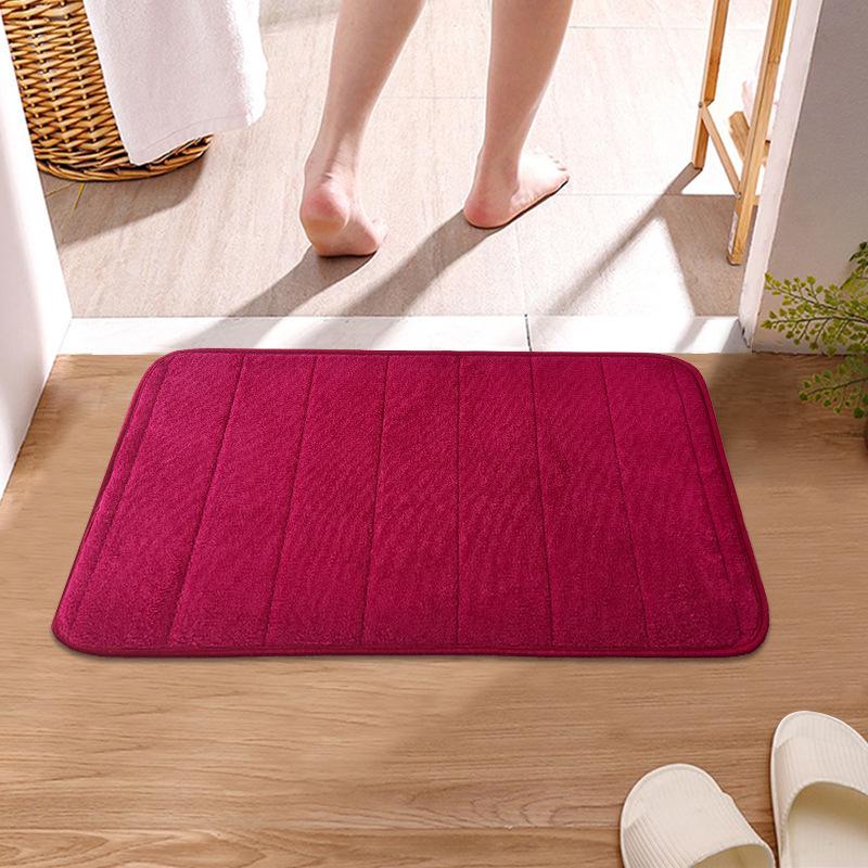 Striped Coral Fleece Water Absorbent Bathroom Floor Mat