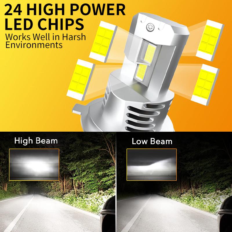 2pcs High Power H4 Car Light Headlight 12v 80w 12000lm Auto Lights LED Bulb Turbo Headlamp White High Low Beam Auto Halogen Lamp