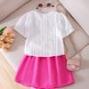 Girls' Fashion Set - Summer Children's Princess T-shirt and Pleated Skirt Set