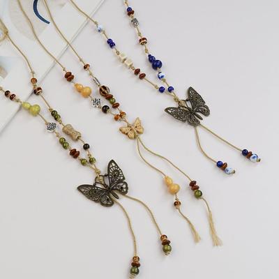 National Style Chinese Style Jingdezhen Ceramic Necklace Sweater Chain Porcelain Bead Bead Pendant Ancient Style Versatile