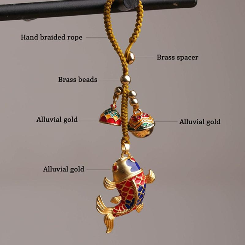 Üst Sınıf Koi Zarif Araba Anahtarlığı Kolye Ucu Çin Tarzı Çift Çanta Anahtarlık Asılı Takı Kordonu