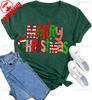 New Year Xmas Gift Merry Christmas Cotton Shirts for Women Merry and Bright Tree Graphic Holiday Printed TShirt Tops Unisex Tee