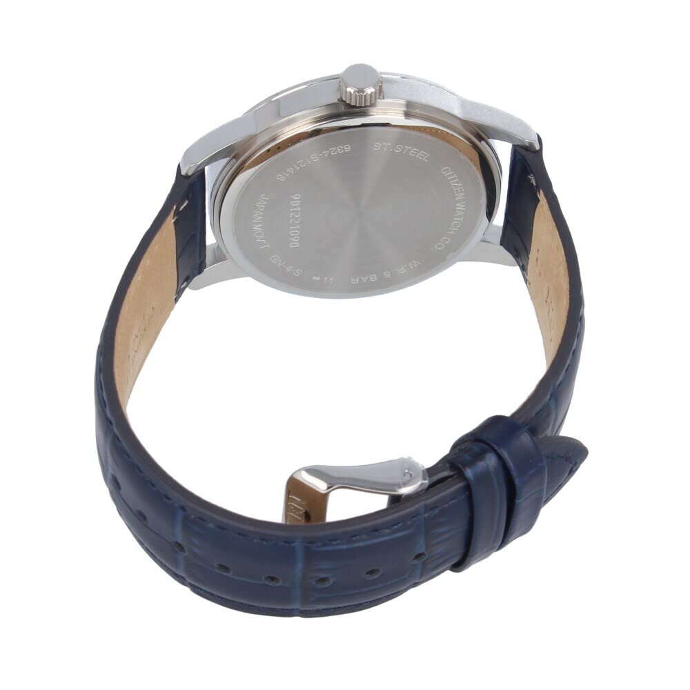 Citizen Orologio Analogico al Quarzo da Uomo AK5000-03A Fase Lunare Cinturino in Pelle Acciaio Inossidabile Blu Argento