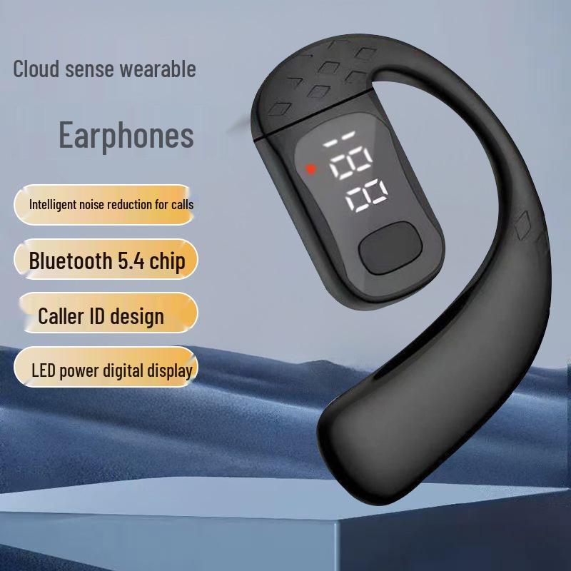 Universal Bluetooth Earphones: Over-Ear/In-Ear, Digital Display, Secure Fit for Sports, Suitable for Both Ears