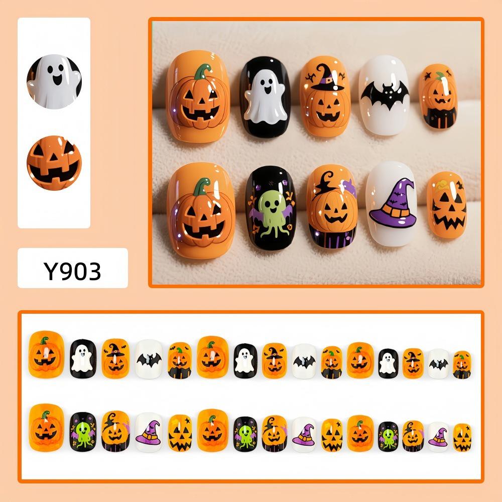 Child's Halloween Nail Art: Cute Pumpkin Ghost & Bat Wizard Designs