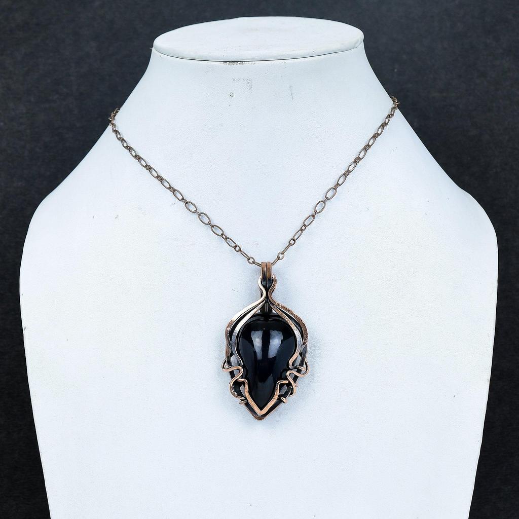 Black Eye Obsidian Pendant Handmade Gemstone Jewelry, 999 Copper Wire Wrapped Pendant ,Unique Design Jewelry Pendant
