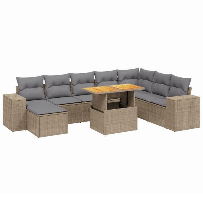 VidaXL Garden Lounge Set with Cushions 9 Pcs, Patio Sofas, Patio Furniture Set, Outdoor Furniture, Beige 3275964