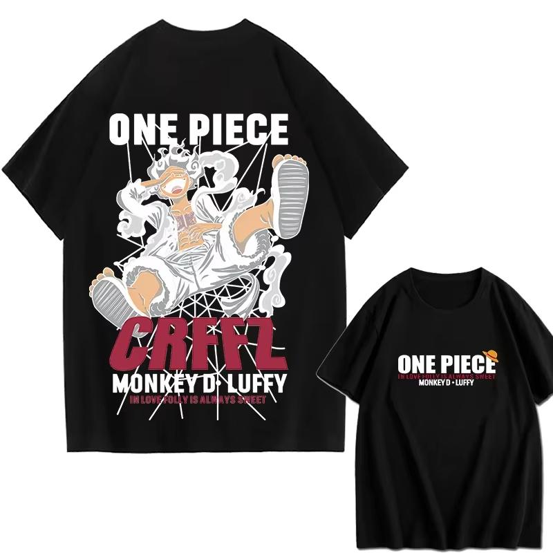 

2026 новая модная футболка с рисунком Мужская One Piece Луффи Уровень 5 Ника Мультяшный принт Женская футболка с коротким рукавом S