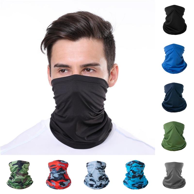 Summer UV Protection Cycling Face Mask Men Women Outdoor Sports Ice Silk Neck Warmer Scarf Breathable Hiking Fishing Face Cover