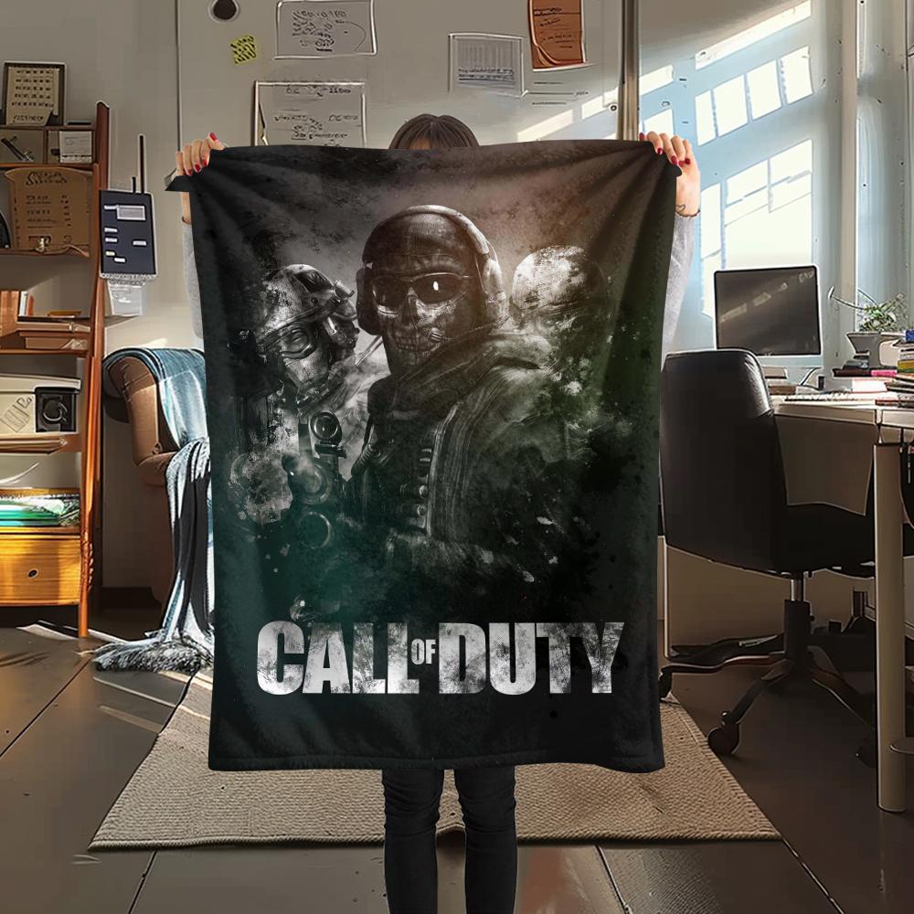 1Pc Call Duty Print Flannel Blanket, High Quality Comfortable for All Seasons, Home Decor, Warmth and Comfort, Perfect for Christmas Gifts