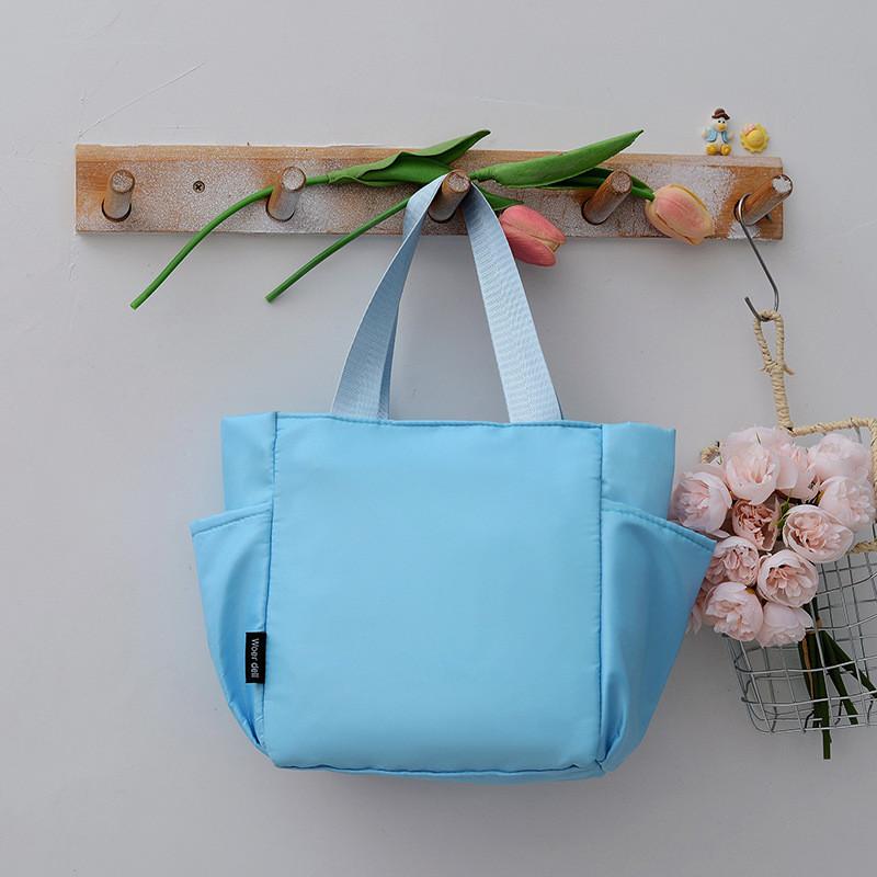 Stylish Beige Nylon Shoulder Bag For Students Large Capacity Trendy Bucket Bag синий