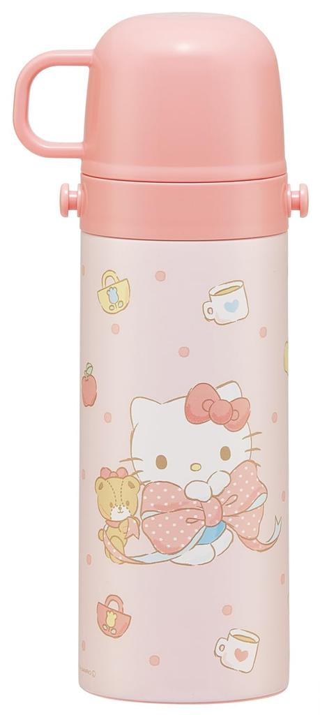 Skater Stainless Steel Water Bottle Direct Drinking 470ml Cup Drinking 430ml Lightweight Type Sanrio Hello Kitty Big Ribbon Girls Thermal Insulated
