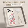 INS Floral Pattern Lanyard Case For iPhone 17 Pro Max iPhone 16 15 Pro Max 14 13 11 16E 17E Shockproof Bumper Wristband Cover