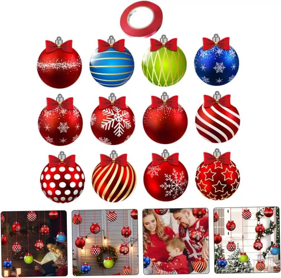 Christmas Hanging Pendant Decoration Double Sided PET Candy Ball Ornament Wall Tree Decor Holiday Party Indoor Outdoor Hanging