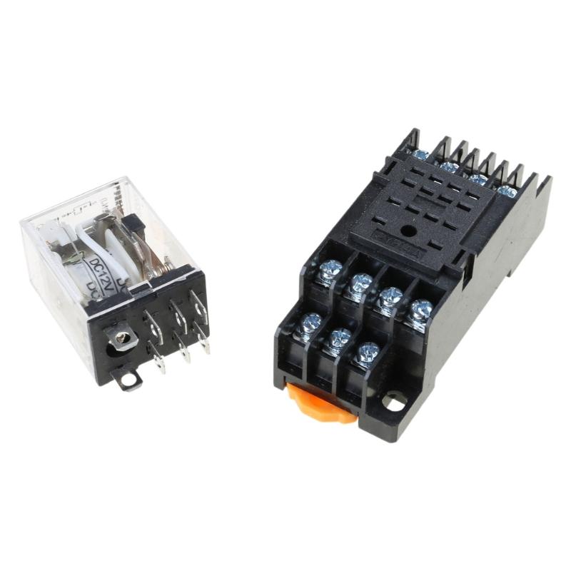 12V 10Amp Intermediate Relays with 8 Pin Socketed Base Coils Power Relays for Industrial Control and Electronic Device