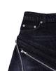 The Museum Visitor Diagonal Zipper Detailed Washed Denim Skirt (Black)
