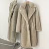 Winter Women Faux Fur Jacket Coat Solid Khaki Long Sleeve Thick Warm Overcoat Outwear Fluffy Coat for Women