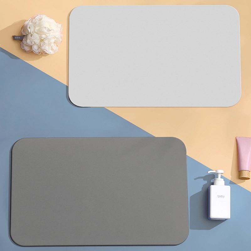 Badematte Sicher Rutschfest Kieselgurmatte Schnelltrocknend Saugfähiger Teppich Fußmatte für Familie mit Kindern und Senioren