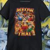 Meow Thai T Shirt Muay Cat Meme Ironic Martial Arts Bootleg Vintage Stretched Fashion Casual Stylish