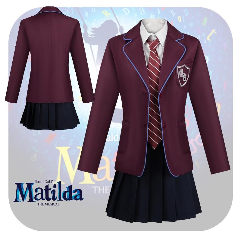 Cosplay Costume Matilda Purple School Uniform Dress Halloween Party Prop Gifts