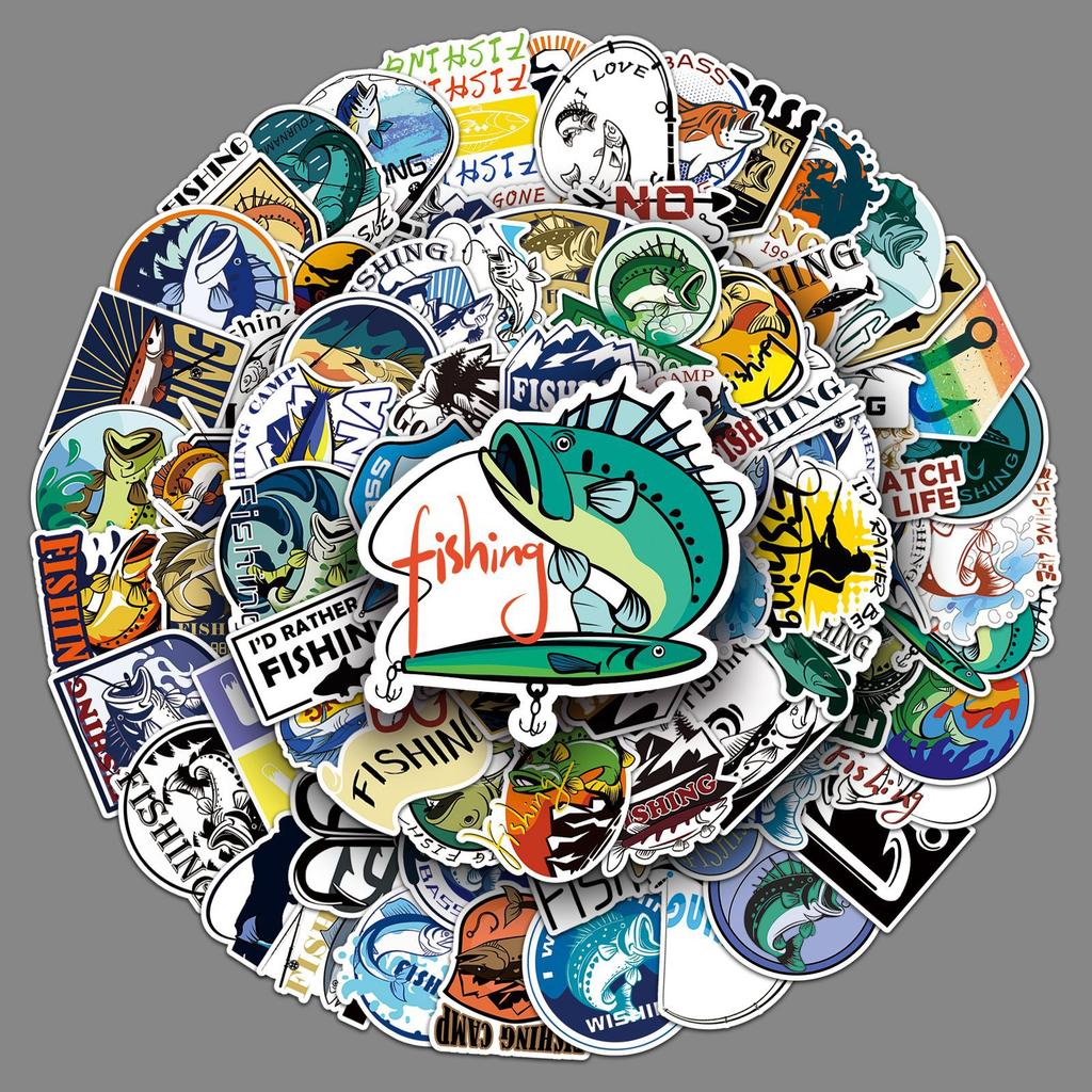 100 Fishing Graffiti Stickers Personalized Hand-painted Non-infringement Decorative Water Cup Fishing Box Stickers