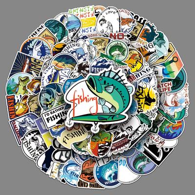 100 Fishing Graffiti Stickers Personalized Hand-painted Non-infringement Decorative Water Cup Fishing Box Stickers