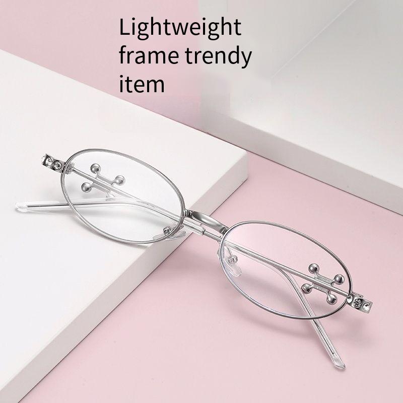 Neue Mode Diamantverzierter Damen-Klick-Brillengestell Rhombus Mehrwinkel Metallverziert Street Style