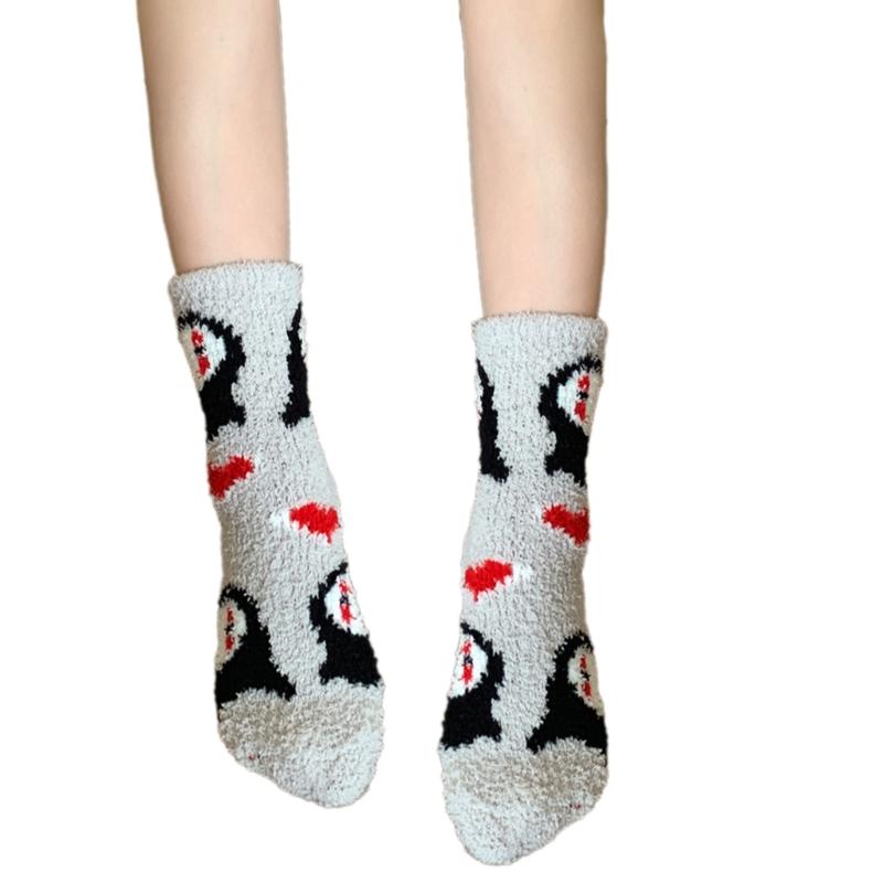 Women's Coral Fleece Socks for Halloween Festivities Cute Pumpkin Ghostly Witch Hat Print Cozy Fuzzy Slipper Ankle Socks